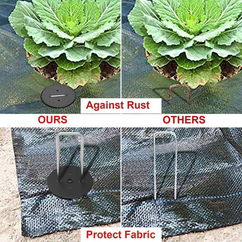 AAGUT 100 Pack Landscape Staples with Gasket Washer Caps  6 Inch Vapor Barrier Stakes  Metal Garden Stakes Landscape Fabric Staples for Gardening Landscaping  Sod Fence Yard Lawn Ground Weed Mat Pins - Image 3